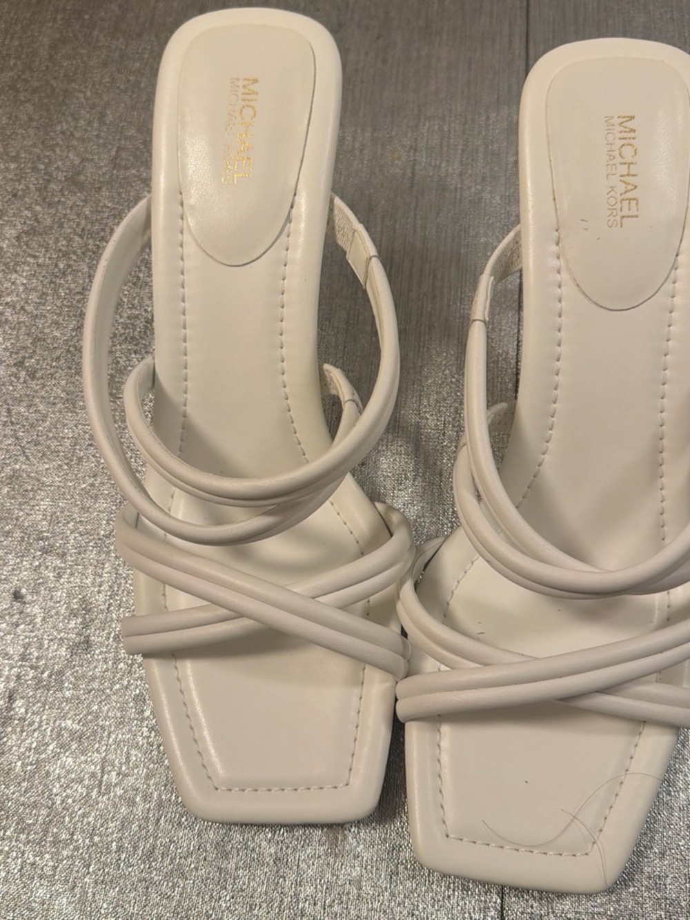 MICHAEL Michael Kors Ivory Strappy Square-Toe Heels